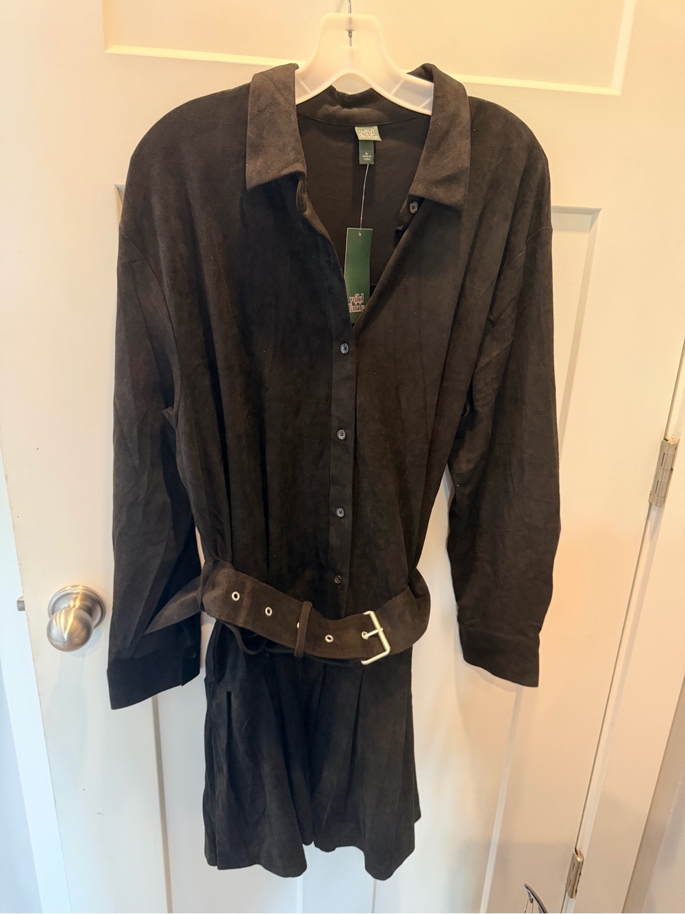 NWT Wild Fable Black Belted Long Sleeve Shirt Dress Women’s XL